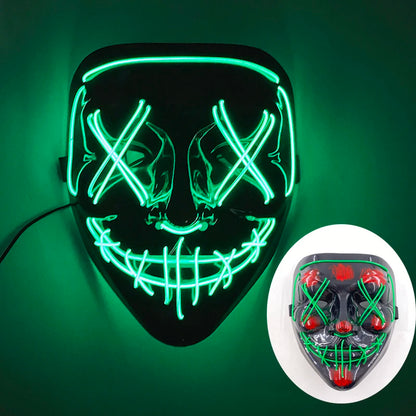 (M07) Styles Halloween Horror Hand-painted Mask Purge Luminous LED Mask Neon Light Flashing  Mask  For Halloween