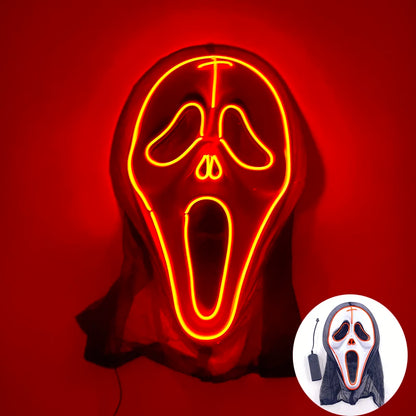 (M06) Styles Halloween Horror Hand-painted Mask Purge Luminous LED Mask Neon Light Flashing  Mask  For Halloween