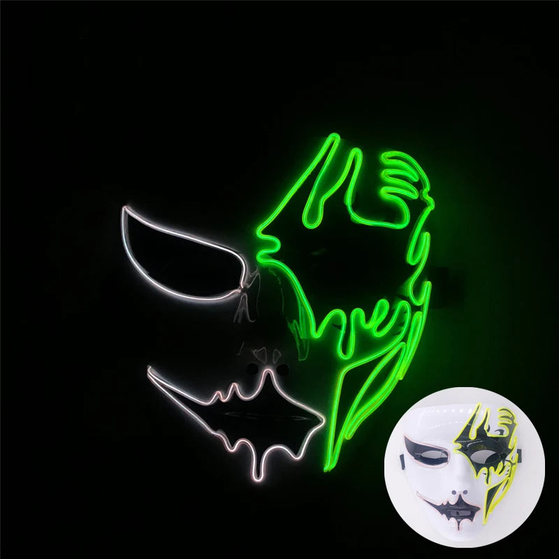 (M02) Styles Halloween Horror Hand-painted Mask Purge Luminous LED Mask Neon Light Flashing  Mask  For Halloween