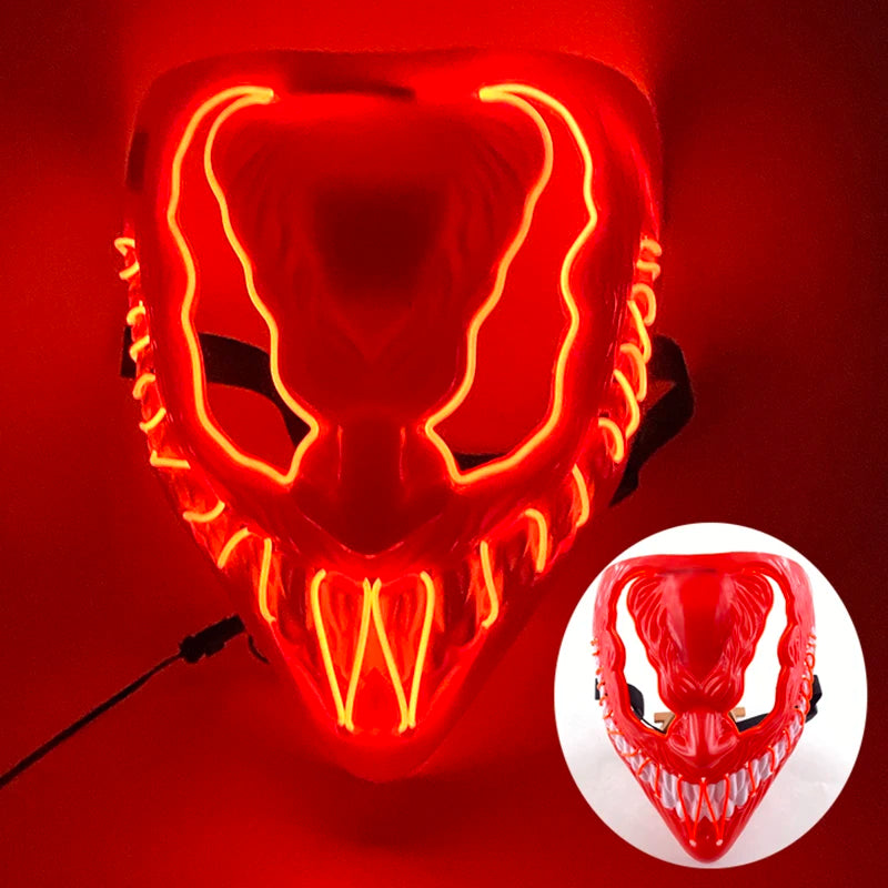 (M07) Styles Halloween Horror Hand-painted Mask Purge Luminous LED Mask Neon Light Flashing  Mask  For Halloween