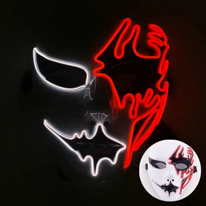 (M13) Styles Halloween Horror Hand-painted Mask Purge Luminous LED Mask Neon Light Flashing  Mask  For Halloween