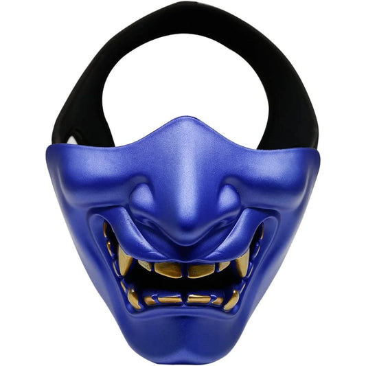 Japanese Half Face Oni Demon Mask - Super Blue