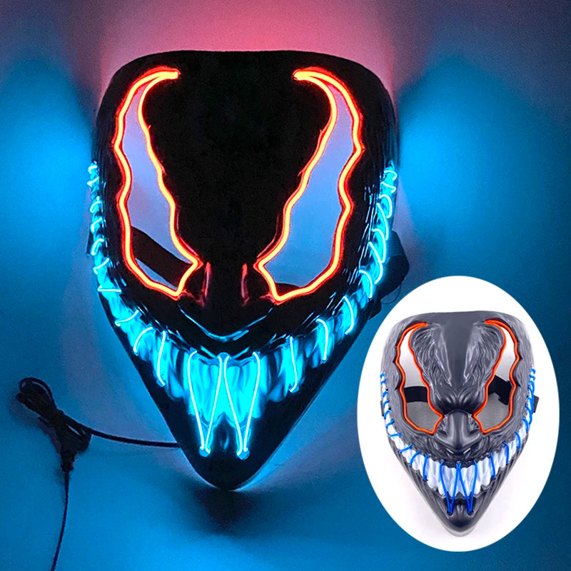 (M06) Styles Halloween Horror Hand-painted Mask Purge Luminous LED Mask Neon Light Flashing  Mask  For Halloween