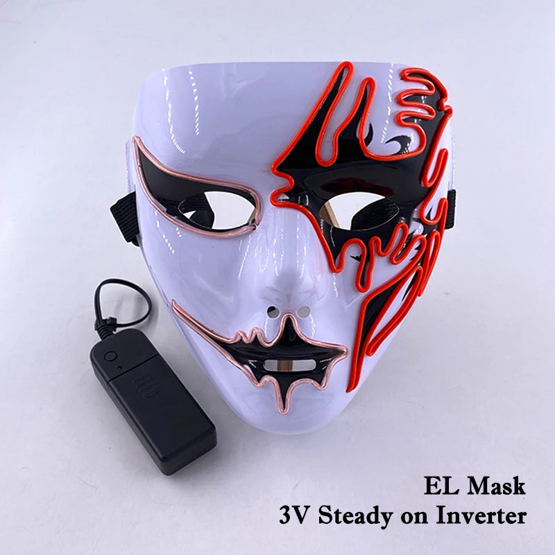 (M11) Styles Halloween Horror Hand-painted Mask Purge Luminous LED Mask Neon Light Flashing  Mask  For Halloween