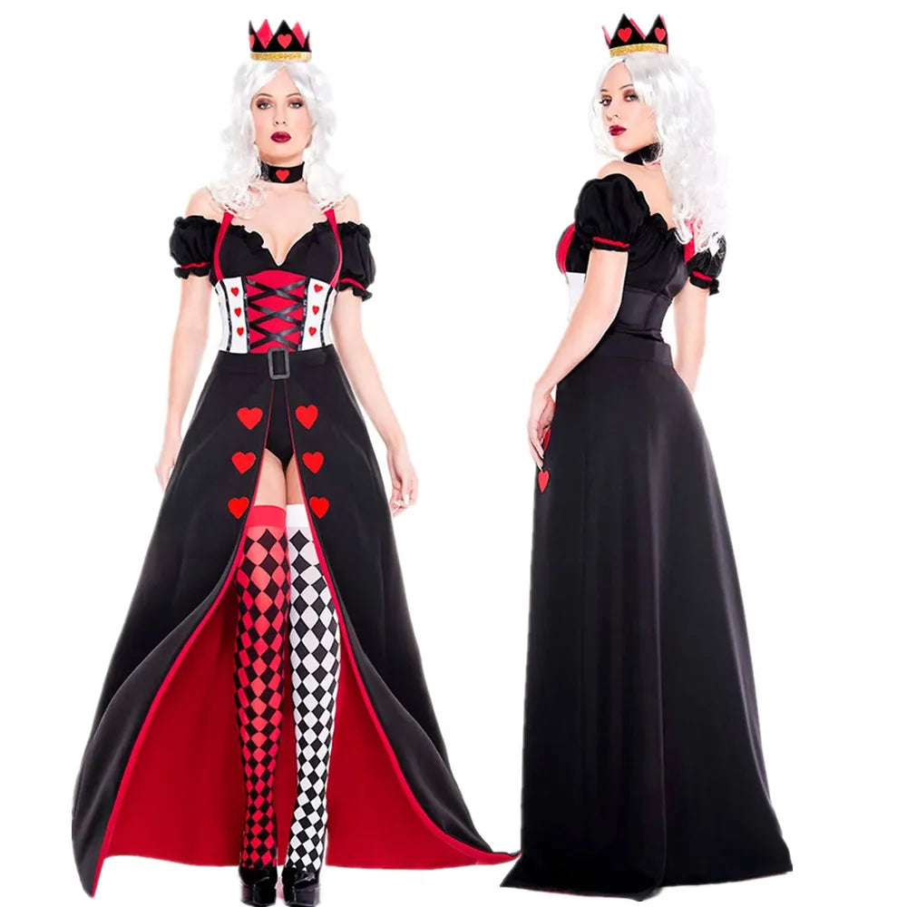 Halloween Costumes Poker Queen of Hearts Costume for Adult Women Cosplay