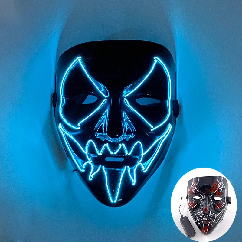 (M02) Styles Halloween Horror Hand-painted Mask Purge Luminous LED Mask Neon Light Flashing  Mask  For Halloween