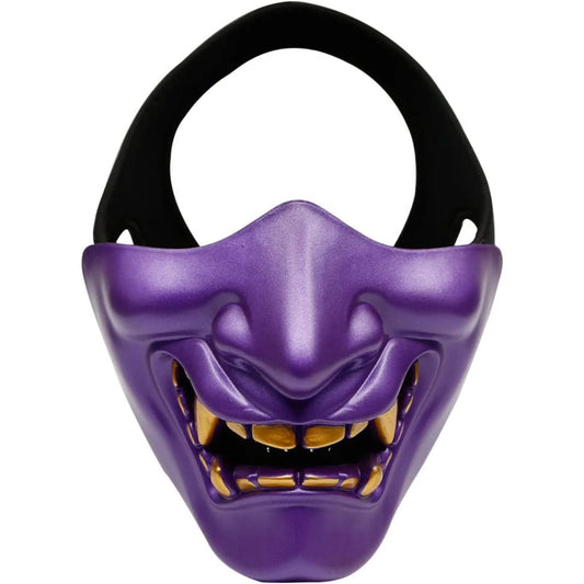 Japanese Half Face Oni Demon Mask - Super Purple