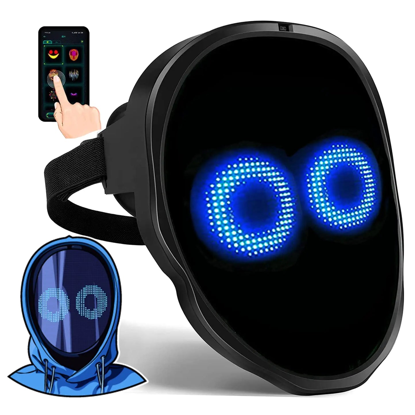 (S02) LED Light Up Mask APP Control Programmable Glowing Face Masks For Scary