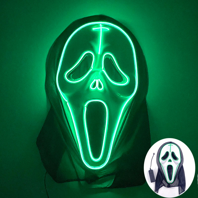 (M07) Styles Halloween Horror Hand-painted Mask Purge Luminous LED Mask Neon Light Flashing  Mask  For Halloween