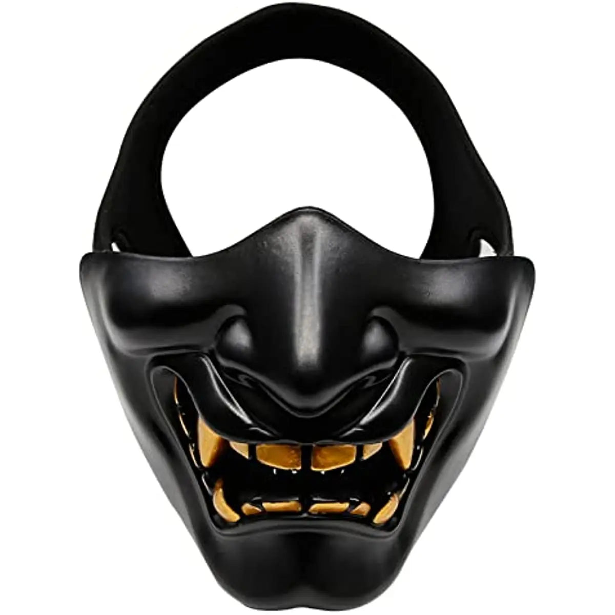 Japanese Half Face Oni Demon Mask - Super Black