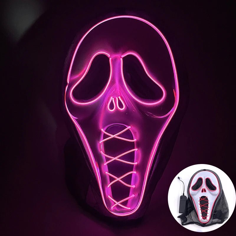 (M07) Styles Halloween Horror Hand-painted Mask Purge Luminous LED Mask Neon Light Flashing  Mask  For Halloween