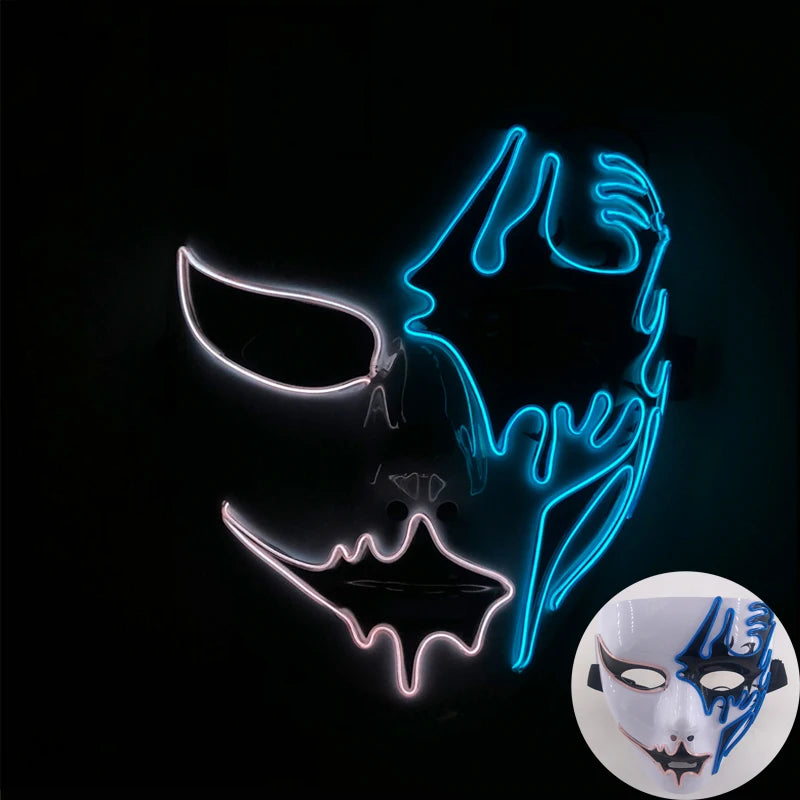 (M08) Styles Halloween Horror Hand-painted Mask Purge Luminous LED Mask Neon Light Flashing  Mask  For Halloween