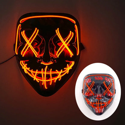 (M11) Styles Halloween Horror Hand-painted Mask Purge Luminous LED Mask Neon Light Flashing  Mask  For Halloween