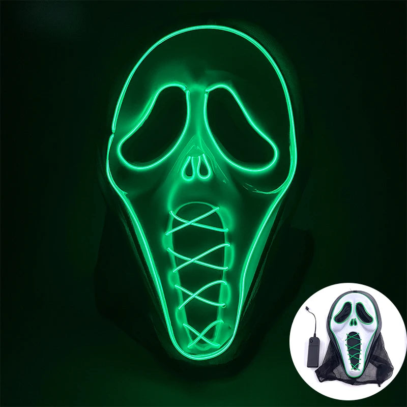 (M07) Styles Halloween Horror Hand-painted Mask Purge Luminous LED Mask Neon Light Flashing  Mask  For Halloween