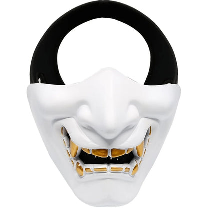 Japanese Half Face Oni Demon Mask - Super White