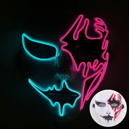 (M02) Styles Halloween Horror Hand-painted Mask Purge Luminous LED Mask Neon Light Flashing  Mask  For Halloween