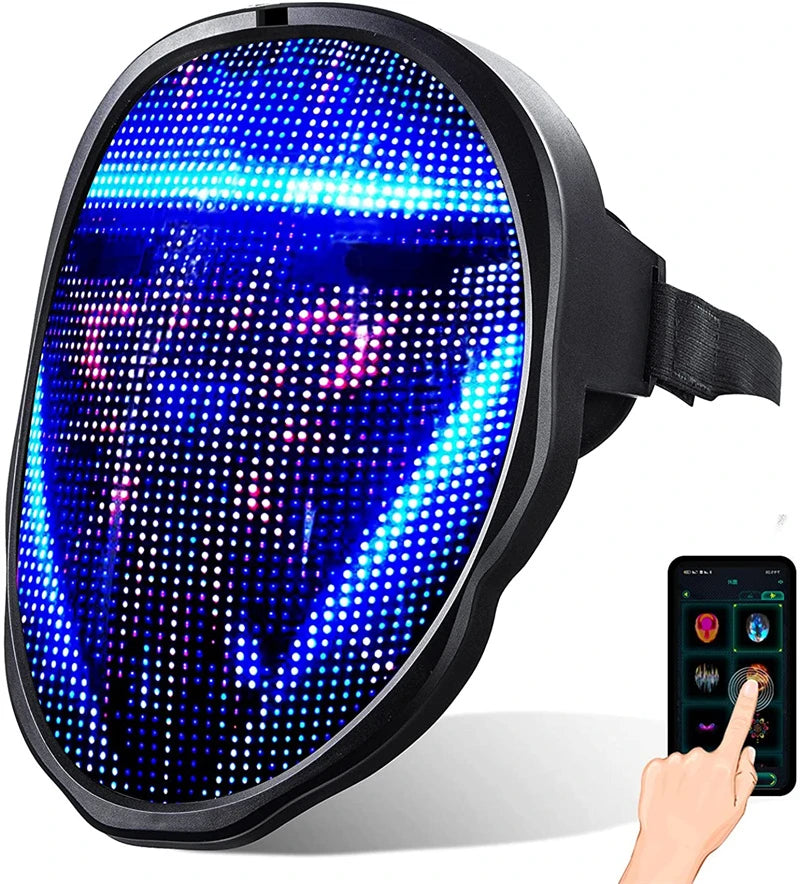 (S02) LED Light Up Mask APP Control Programmable Glowing Face Masks For Scary