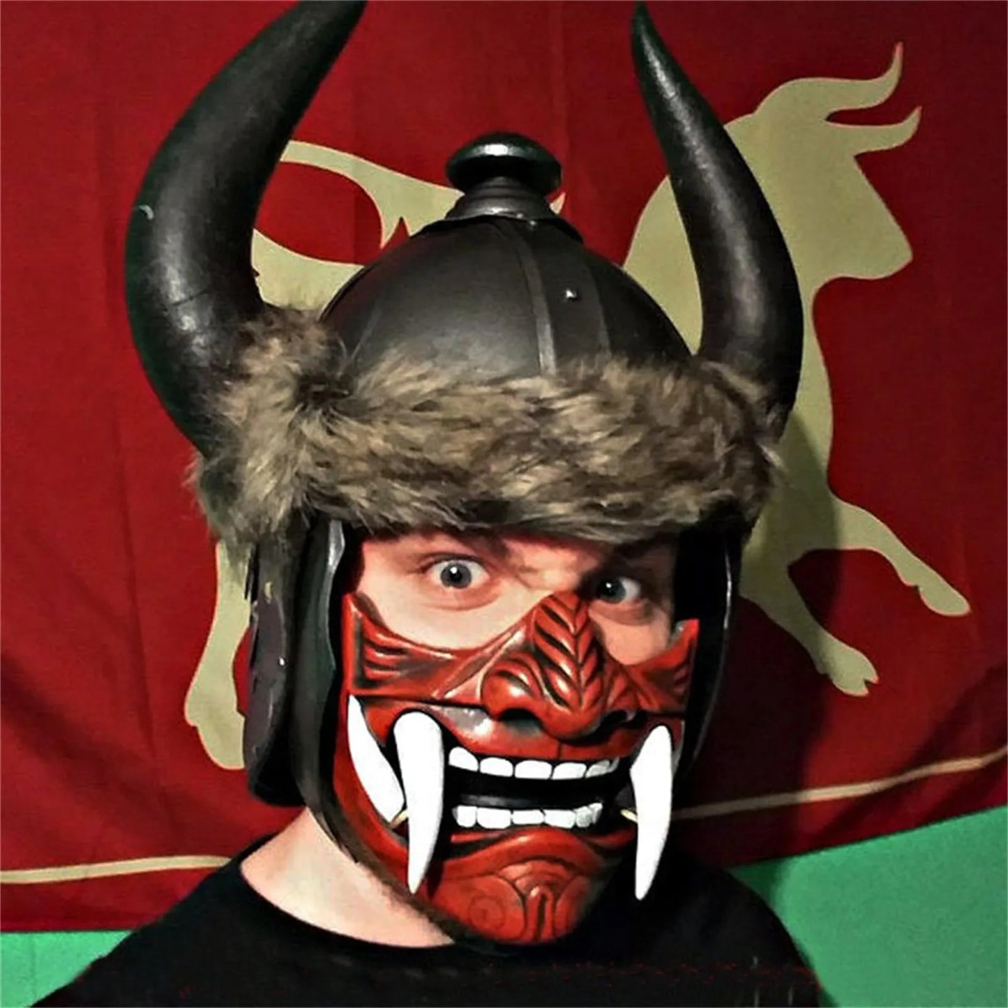 Japanese Half Face Oni Demon Mask - Cos02