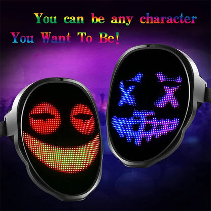 (S02) LED Light Up Mask APP Control Programmable Glowing Face Masks For Scary