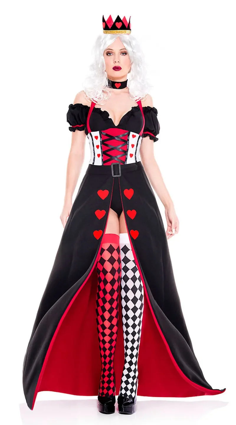 Halloween Costumes Poker Queen of Hearts Costume for Adult Women Cosplay