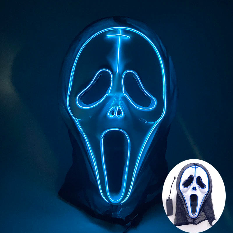 (M03) Styles Halloween Horror Hand-painted Mask Purge Luminous LED Mask Neon Light Flashing  Mask  For Halloween