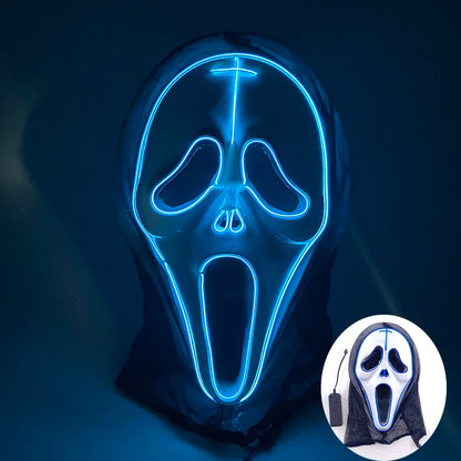 (M03) Styles Halloween Horror Hand-painted Mask Purge Luminous LED Mask Neon Light Flashing  Mask  For Halloween