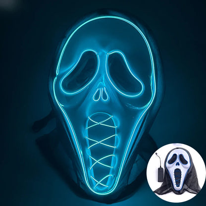 (M02) Styles Halloween Horror Hand-painted Mask Purge Luminous LED Mask Neon Light Flashing  Mask  For Halloween