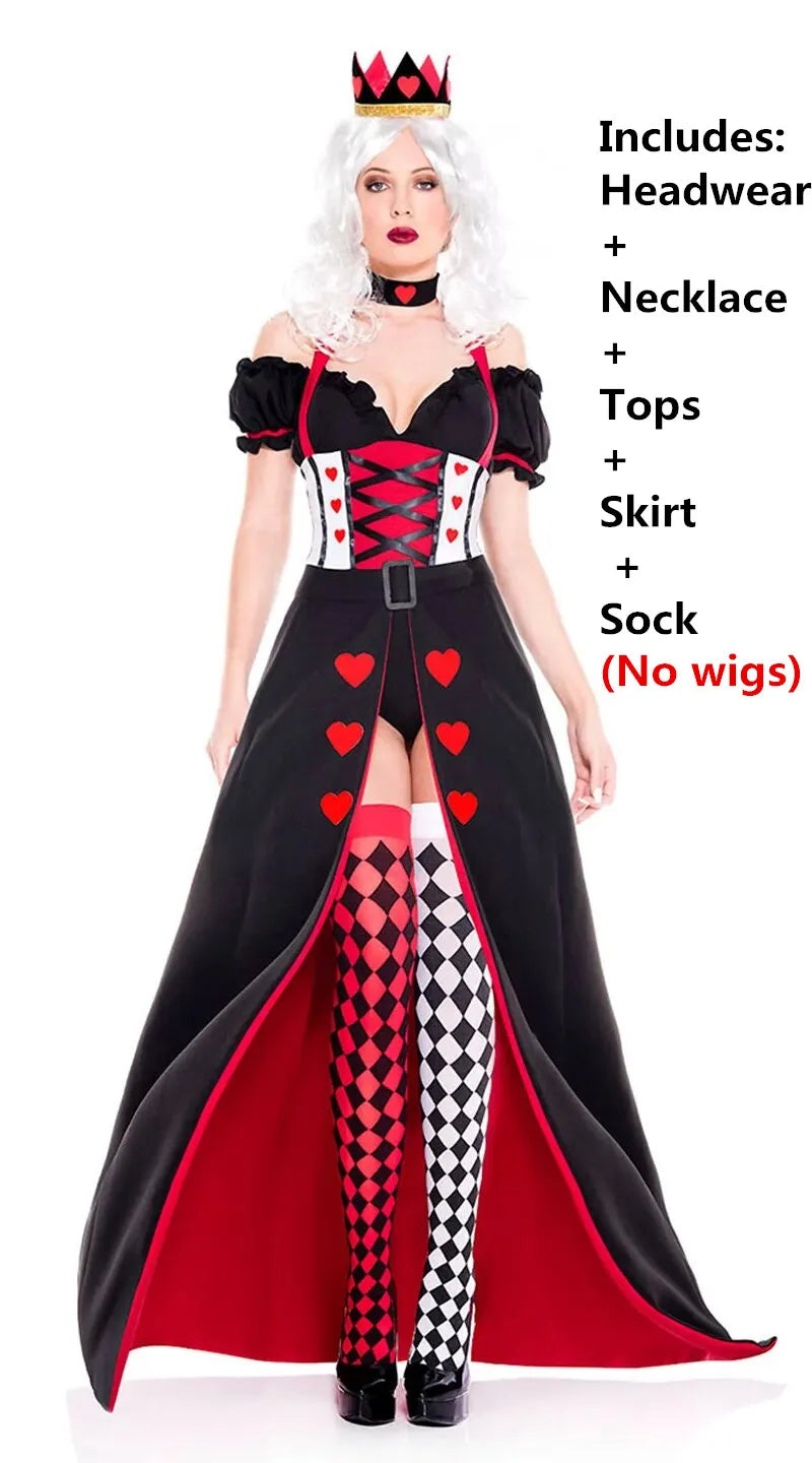 Halloween Costumes Poker Queen of Hearts Costume for Adult Women Cosplay