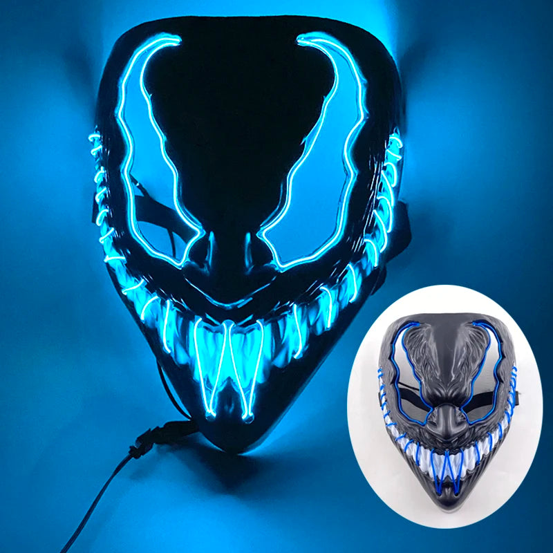 (M02) Styles Halloween Horror Hand-painted Mask Purge Luminous LED Mask Neon Light Flashing  Mask  For Halloween