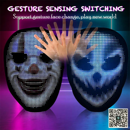 (S02) LED Light Up Mask APP Control Programmable Glowing Face Masks For Scary