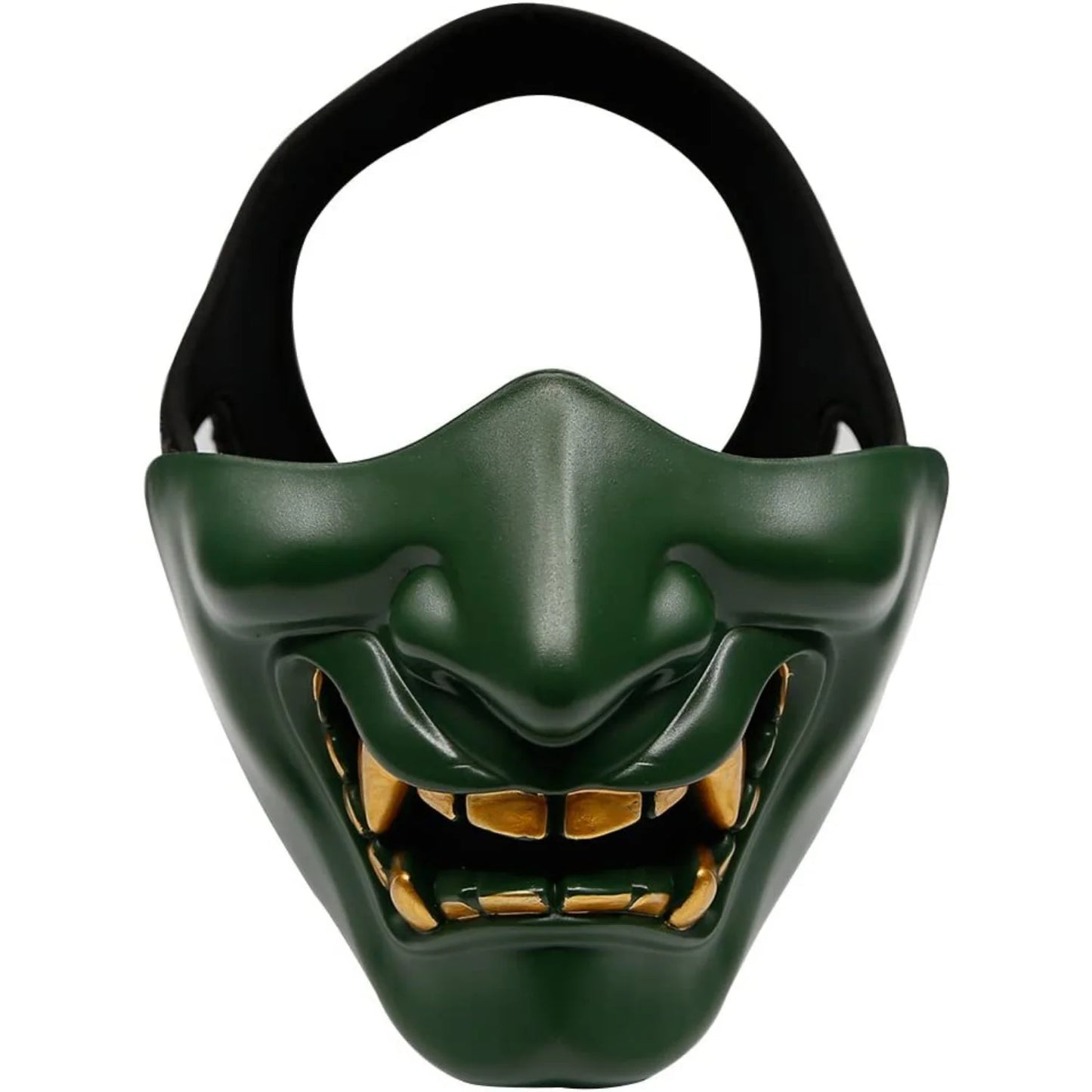 Japanese Half Face Oni Demon Mask - Super Green