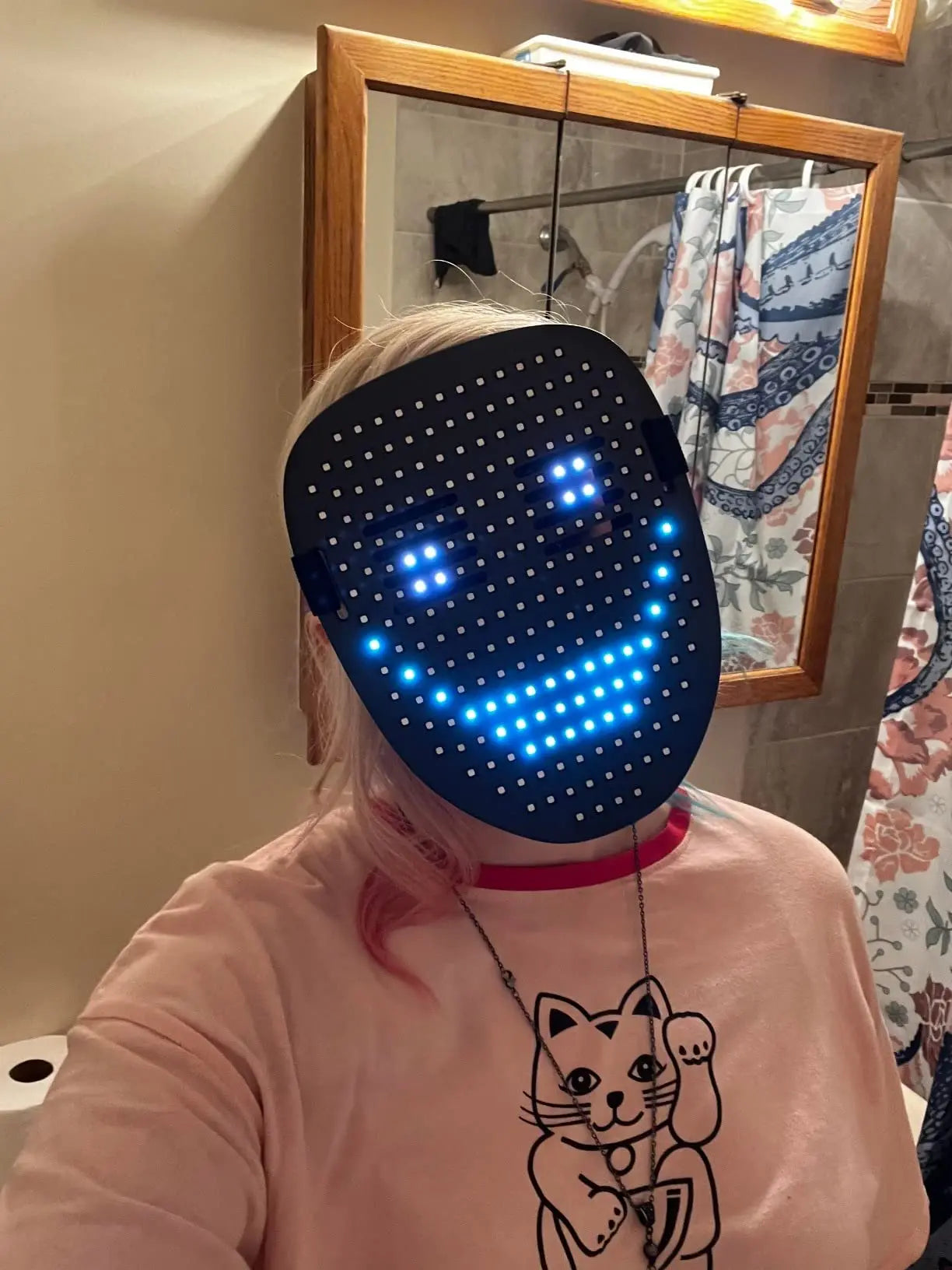 (S02) LED Light Up Mask APP Control Programmable Glowing Face Masks For Scary